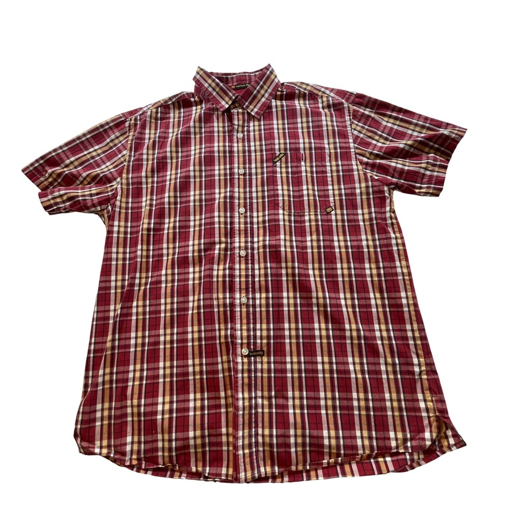 Ecko Unltd Plaid Shirt Mens Large Red Short Sleeve Cotton Button Down Casual - Picture 2 of 8